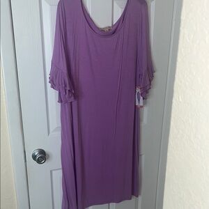 Purple Ruffle‎ Sleeve Dress